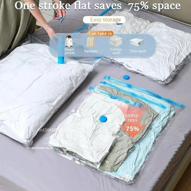 1-10pcs Thickened Vacuum Compression Bag,Transparent Quilt Vacuum Bags, Storage Bags, Household Clothing Storage and Sorting Bag