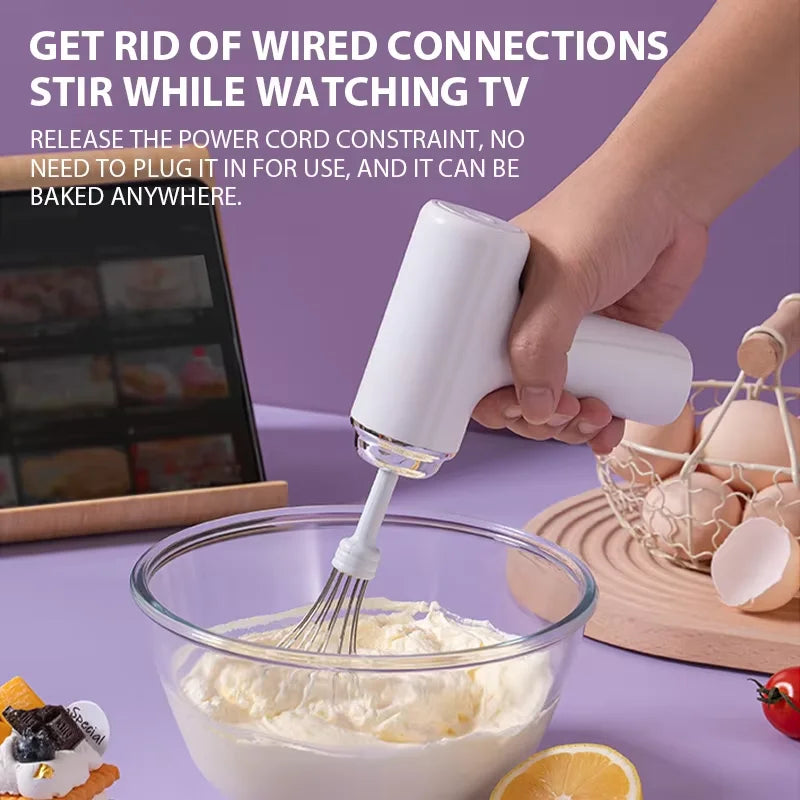 Handheld Electric Egg Beater Wireless Rechargeable Milk Frother Coffee Drink Mixer Milk Foamer Kitchen Tool For Cakes