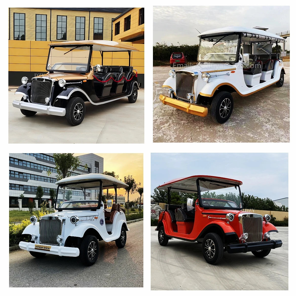 Classic Luxury Retro Electric Car for Adults 4 Wheels Low Speed Special Transportation Vehicle Long Endurance Lithium Battery