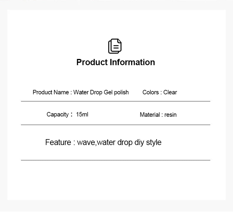 AS Water Drop Wave Gel Nail Gel Polish Clear Ripple Gel Nail Vernis Varnish Glue Phototherapy 15ml Glass Water Drop Glue