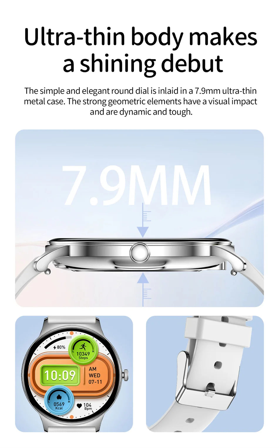ChiBear Ultra Thin Fashion Smart Watch Women Screen Always Display Time Sports Bracelet Bluetooth Call AMOLED Smartwatch Woman