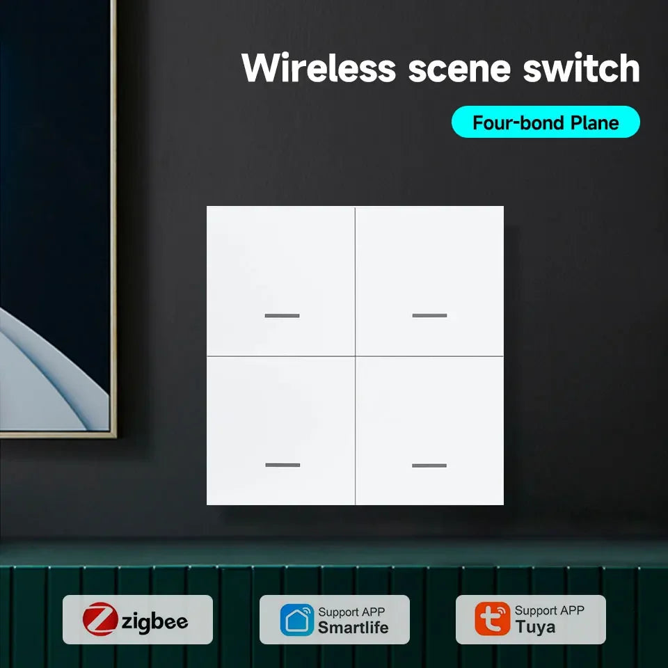 4/3/2/1Gang Tuya Zigbee 3.0 Smart Scene Button Switch Smart Home Wireless Push Remote Controller Battery Powered Devices Linkage
