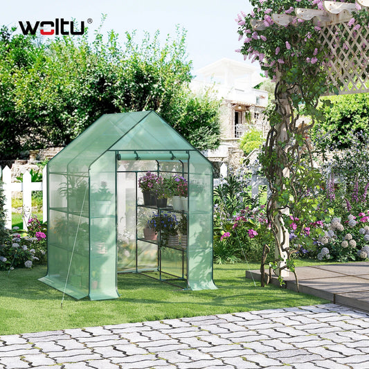 WOLTU Garden Greenhouse Wintering Tent with 3 Shelves Reinforced PE Cover Windproof for Vegetables Flowers Plants