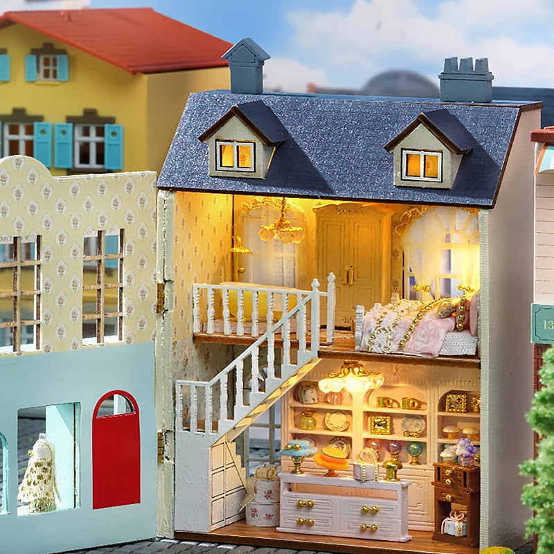DIY Wooden Doll Houses Mini Assembly Handmade Small House Creative Scene Decoration DollHouse For Toys Birthday Gifts