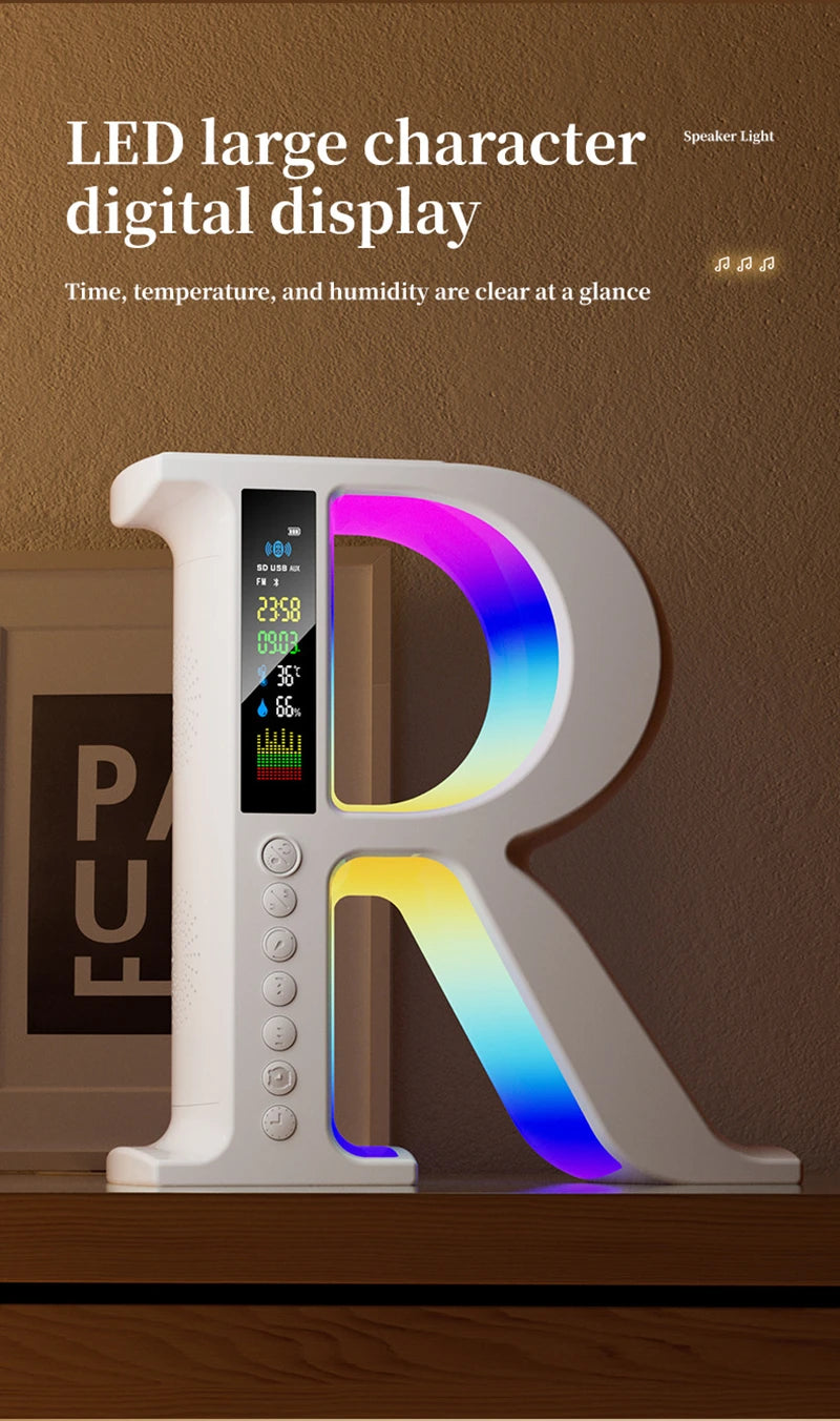 Lenovo Bluetooth Speaker Wireless Charger Multifunctional Color Atmosphere RGB Desk Clock Nightlight LED Digital Clock Plug Card
