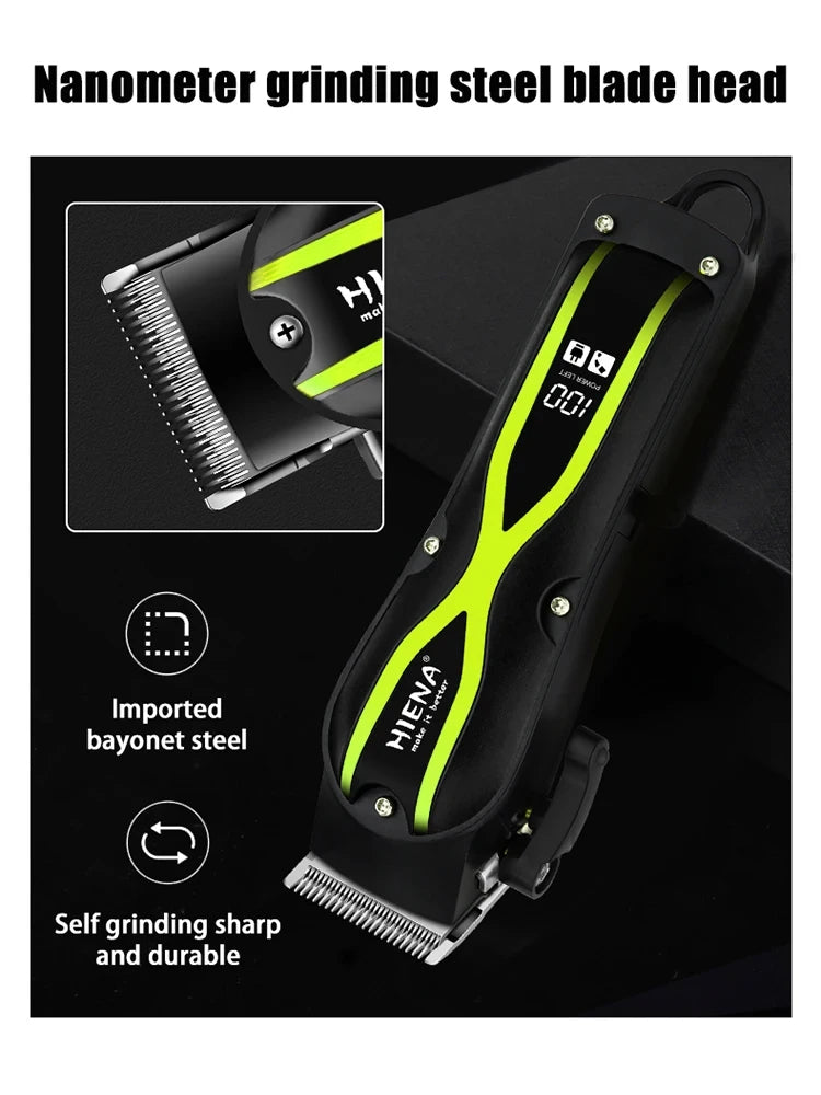 HIENA Electric Hair Clipper Set Portable Cordless Beard Trimmer Rechargeable Powerful Hair Cutting Machine Men's Hair Cutters
