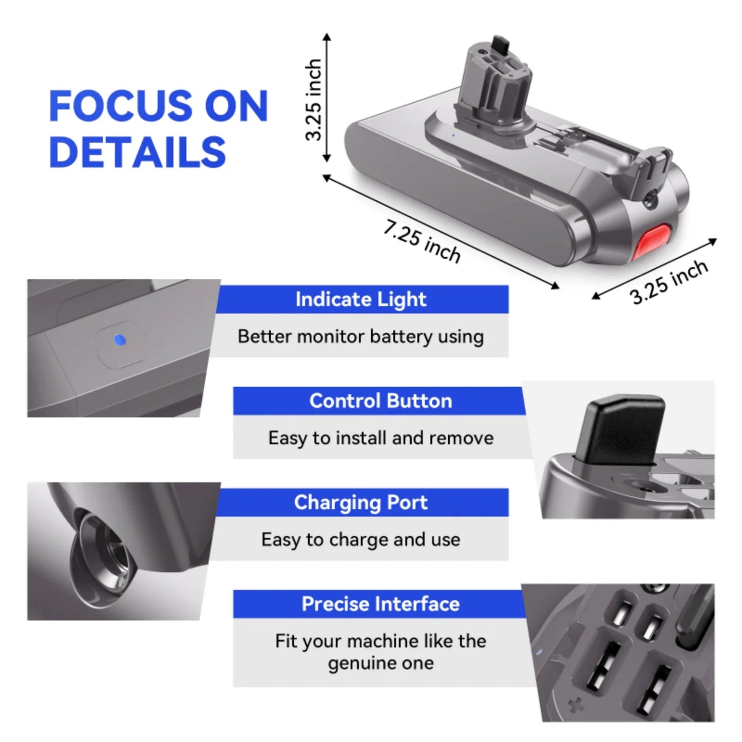 100%New Compatible with Dyson V10 V8  V11 V15 V7 Series SV07 SV09 SV10 DC62 Vacuum Cleaner rechargeable battery