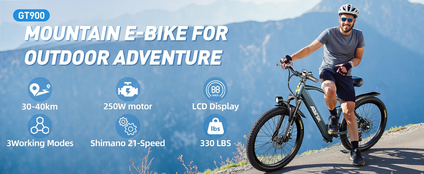 Aairsk GT900  250W Motor E-bike Adult Electric Bicycle 36V13Ah Battery Electric Bike 26 Inch Tire E-Mountain Bike