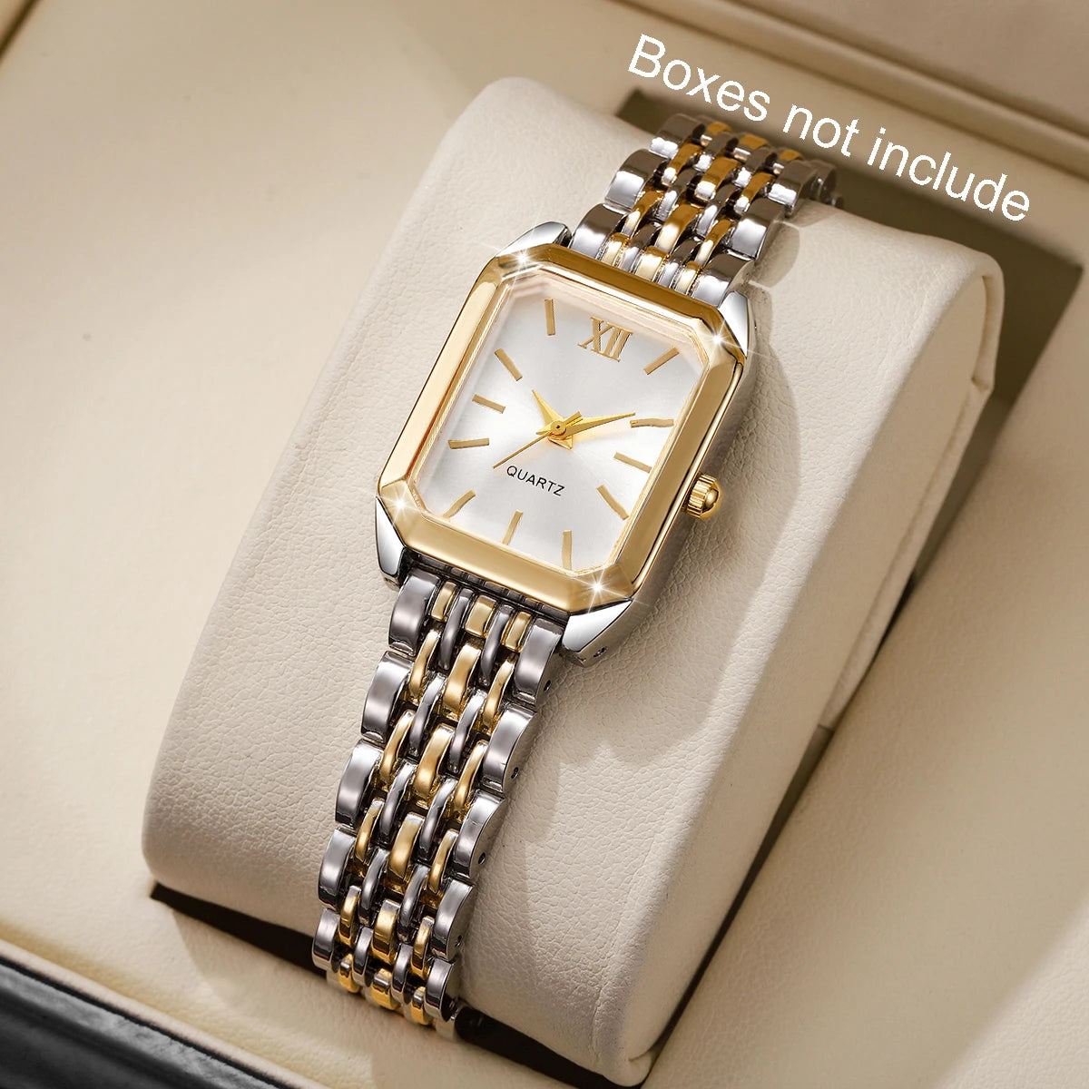 Fashion Mix Gold Women Quartz Watch Ladies Rectangle Roma Dial Wristwatch Reloj Mujer Girls Clock Gift (Without Box)