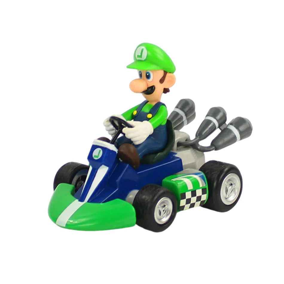 Super Mary Series Karting Mario Bros Luigi Yoshi Donkey Kong Action Figure Toys Pull Back Car 12.5*8*9 cm Surprise Toy Gifts