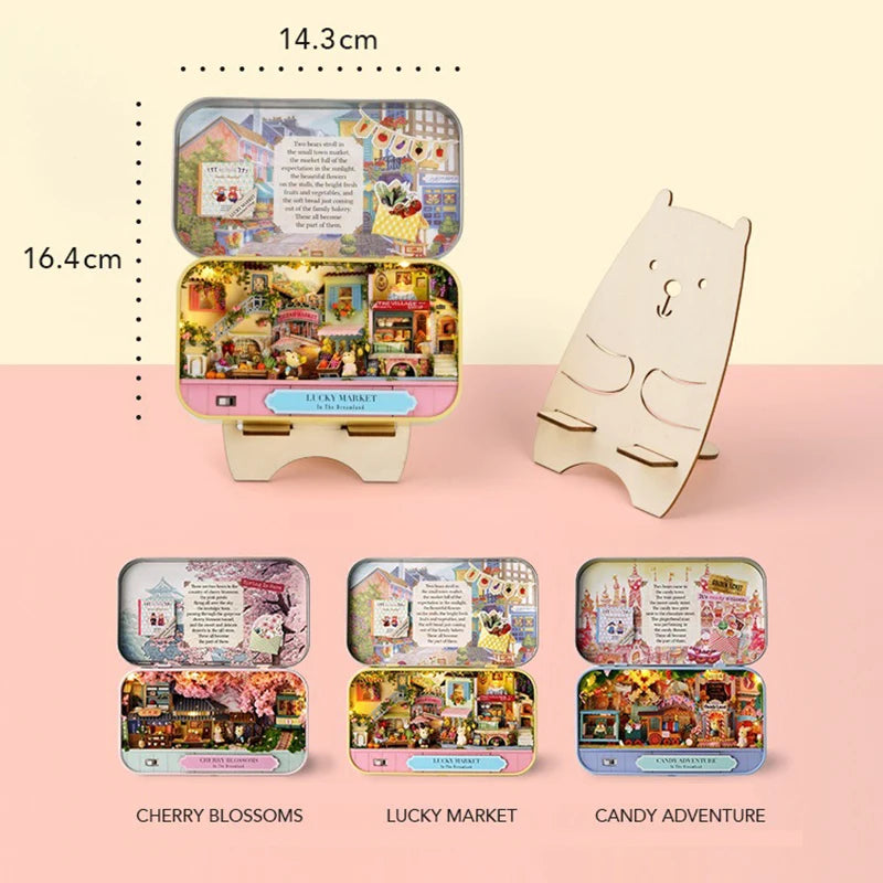 DIY Wood DollHouses Handmade Funny Box Theatre Miniature Box Cute Doll Houses 3D Puzzle Assembly Kits Birthday Gift Wooden Toys