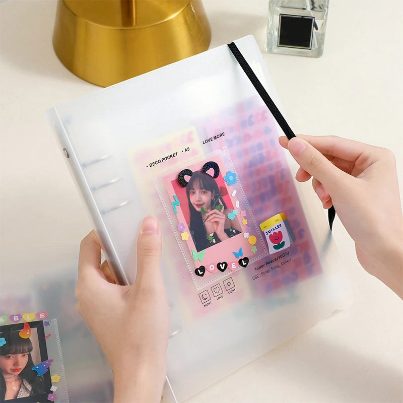 A5 Kpop Photocard Holder Binding Photo Cards Holder in Polaroid Album Book 3 Inches Heart Photo Card School Stationery Binder