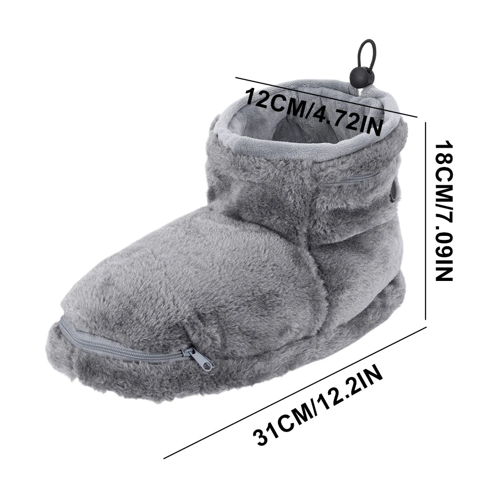USB Heater Shoes Men Women Winter Warm Snow Boots Foot Warmer Plush Heating Rechargeable Slippers Electric Heated Shoes Feetwear