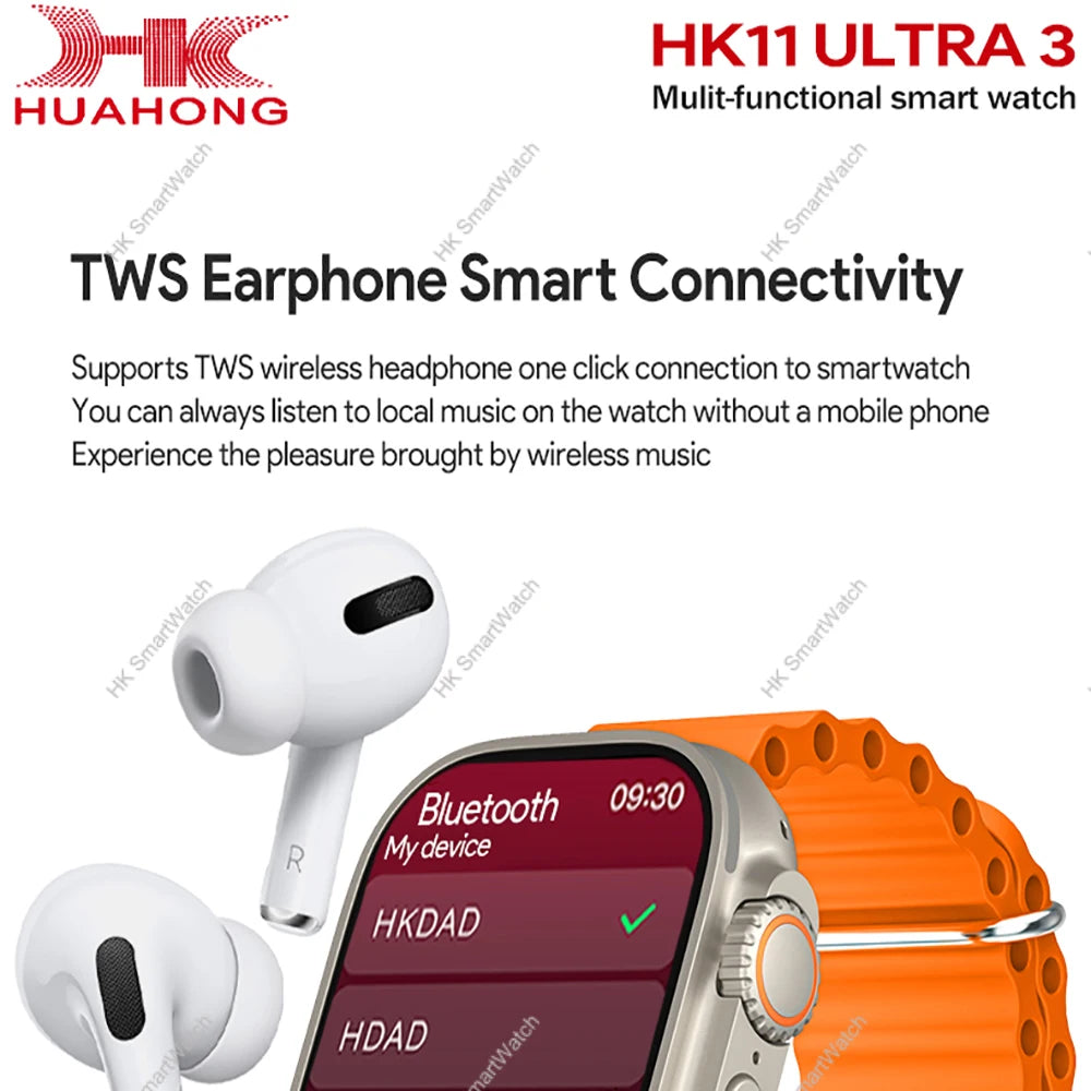 Upgrade Hk11 Ultra 3 Gen2 SmartWatch 4GB ROM AI ROBOT AMOLED Network 49mm G-Sensor ChatGPT NFC Compass GPS 3D Menu Music Watch