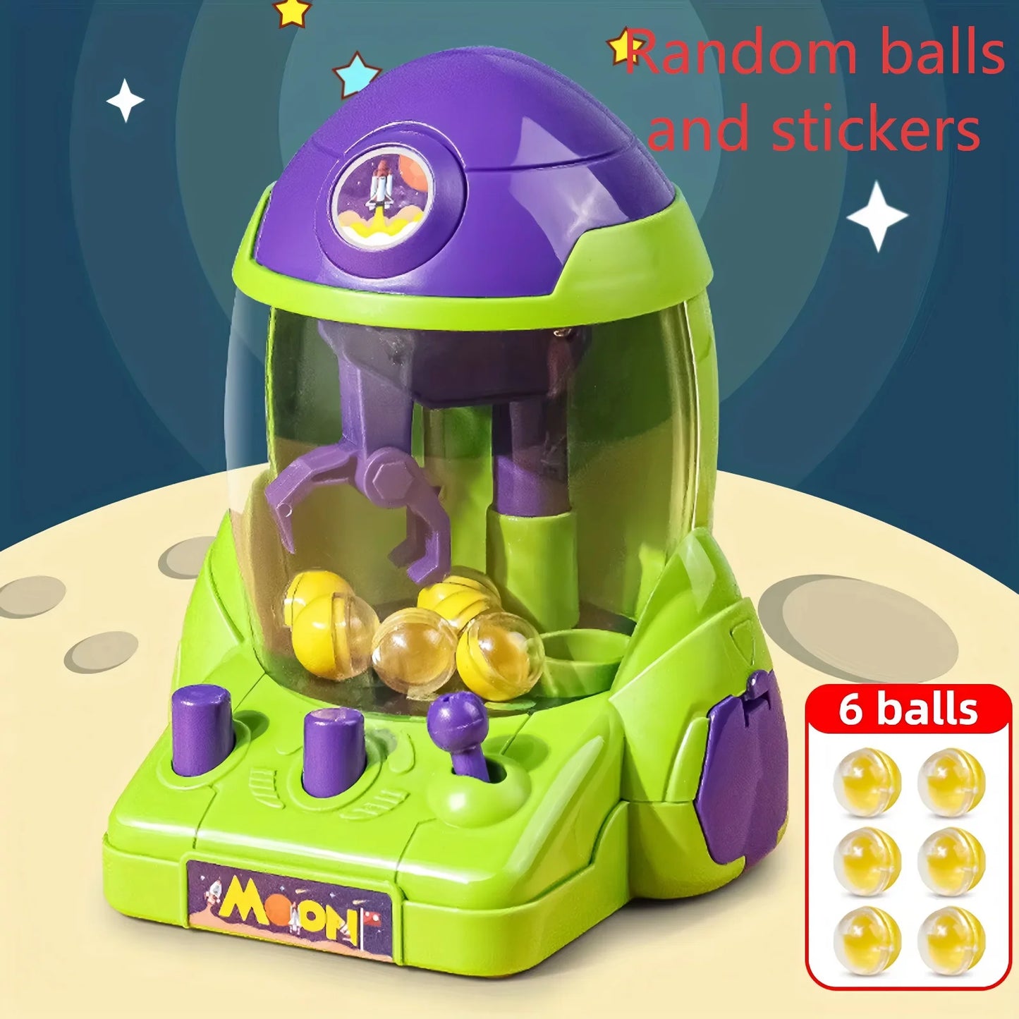 Mini Space Rocket Claw Machine Ball Grabber Toy for Boys Girls Educational Game