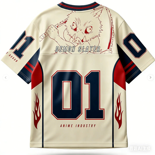 Demon Slayer Adult and Kids American-Style Jersey T-Shirt, Multi-Character 3D Print Trendy Anime Short Sleeve, Shorts Friend