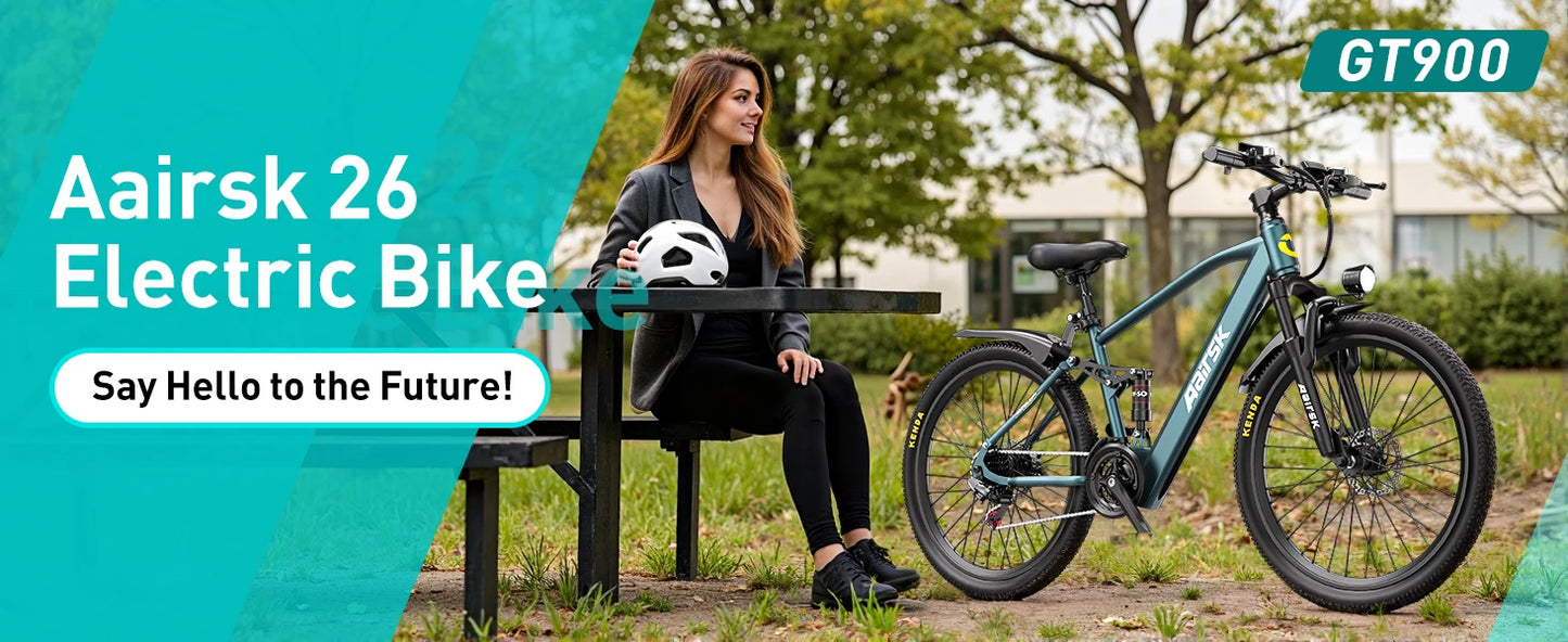 Aairsk GT900 Ebike 250W Motor 36V13AH Battery Electric Bicycle Mountain 26''Off-road Full Suspension Adult Electric Bike