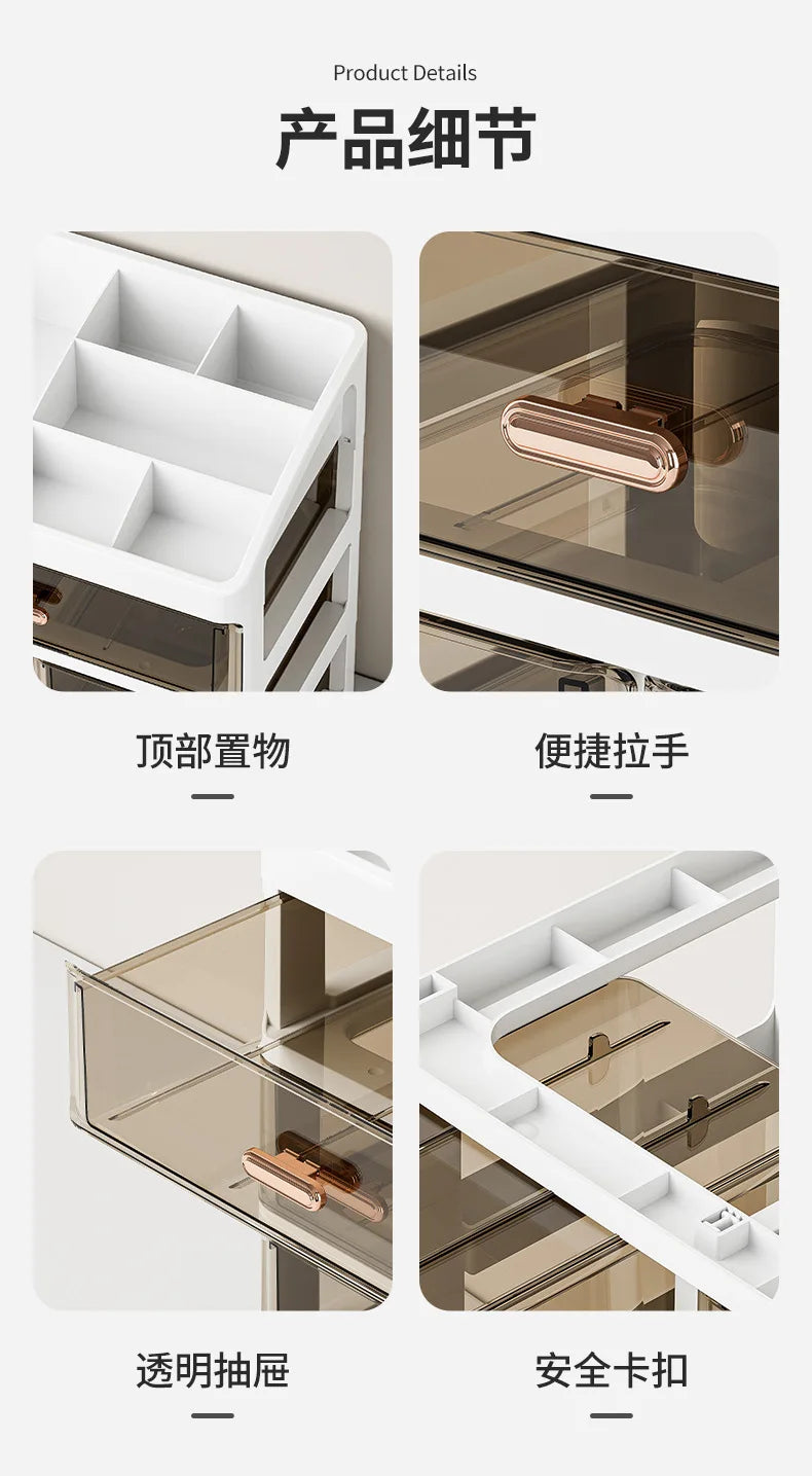Desktop Large Capacity Storage Box Makeup Table Skincare Organizer Multi-Layer Drawer Storage Box for Students
