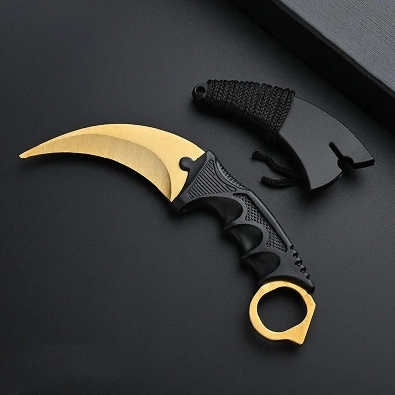 Unsharpened Safety Karambit Gift Knife Toy No Sharp Blade Cosplay Prop Plastic Training Knife for Role Play Game Collection