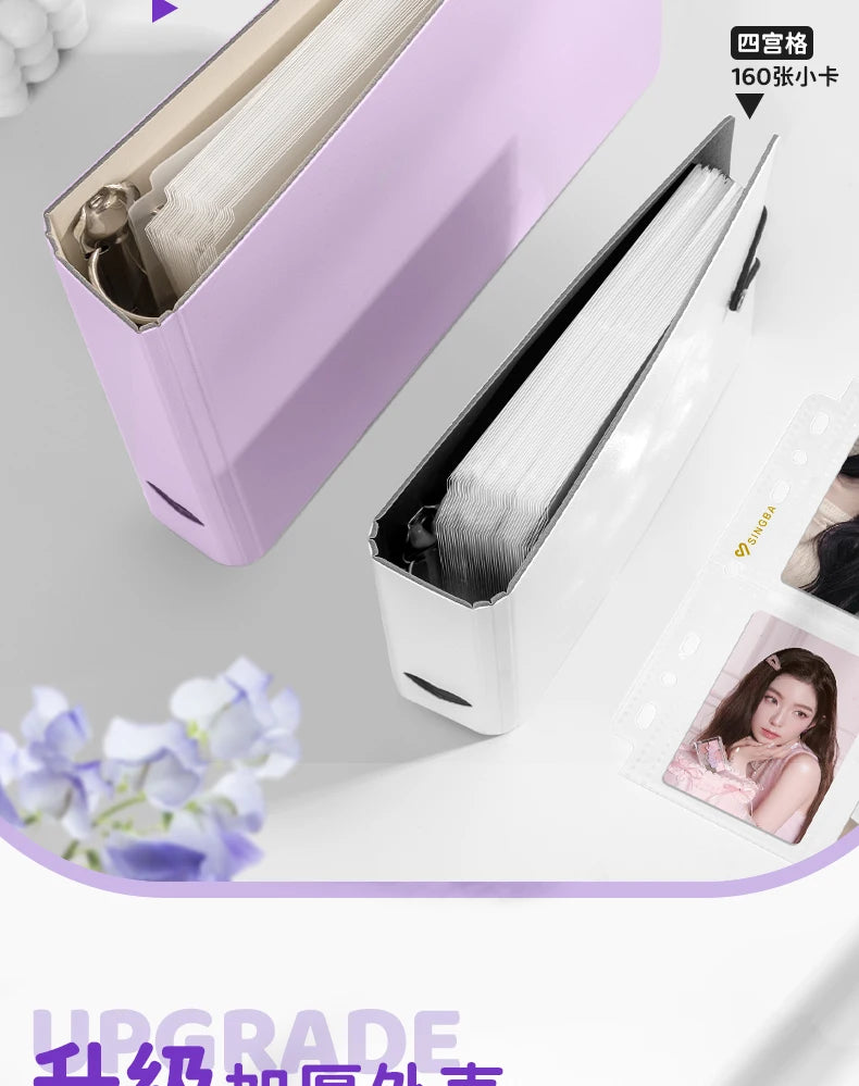 SINGBA a5 / a4 Ring Binder Album for 3" Cards - K-pop Idol Photocard Holder, Polaroid Photo Organizer (4/9 Grid, Refillable)