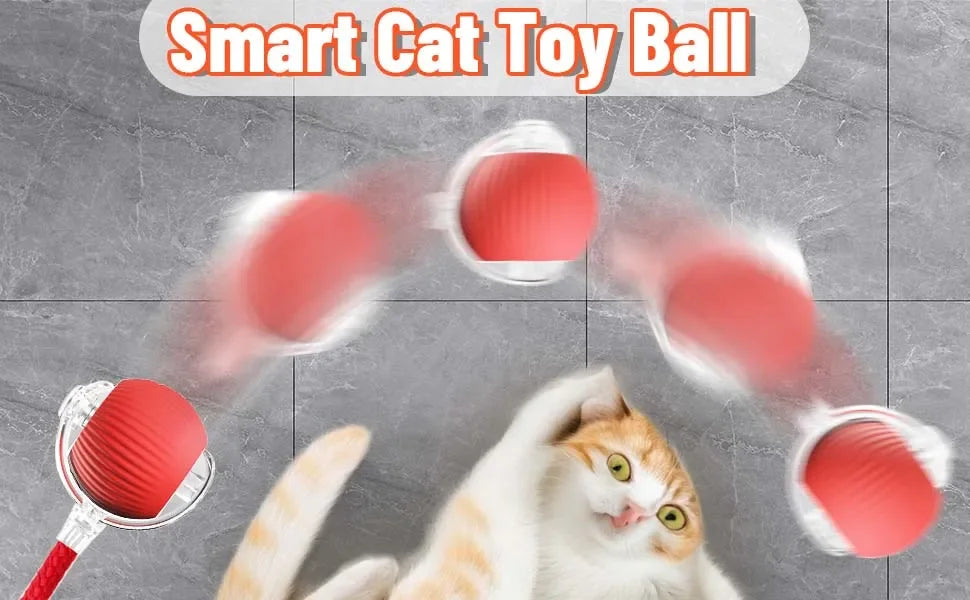 iLMH Cat Interactive Ball Toy Automatic Rolling Ball Faux Tail Rechargeable Smart Pet Electric Toy Pet Training Imitate Mouse