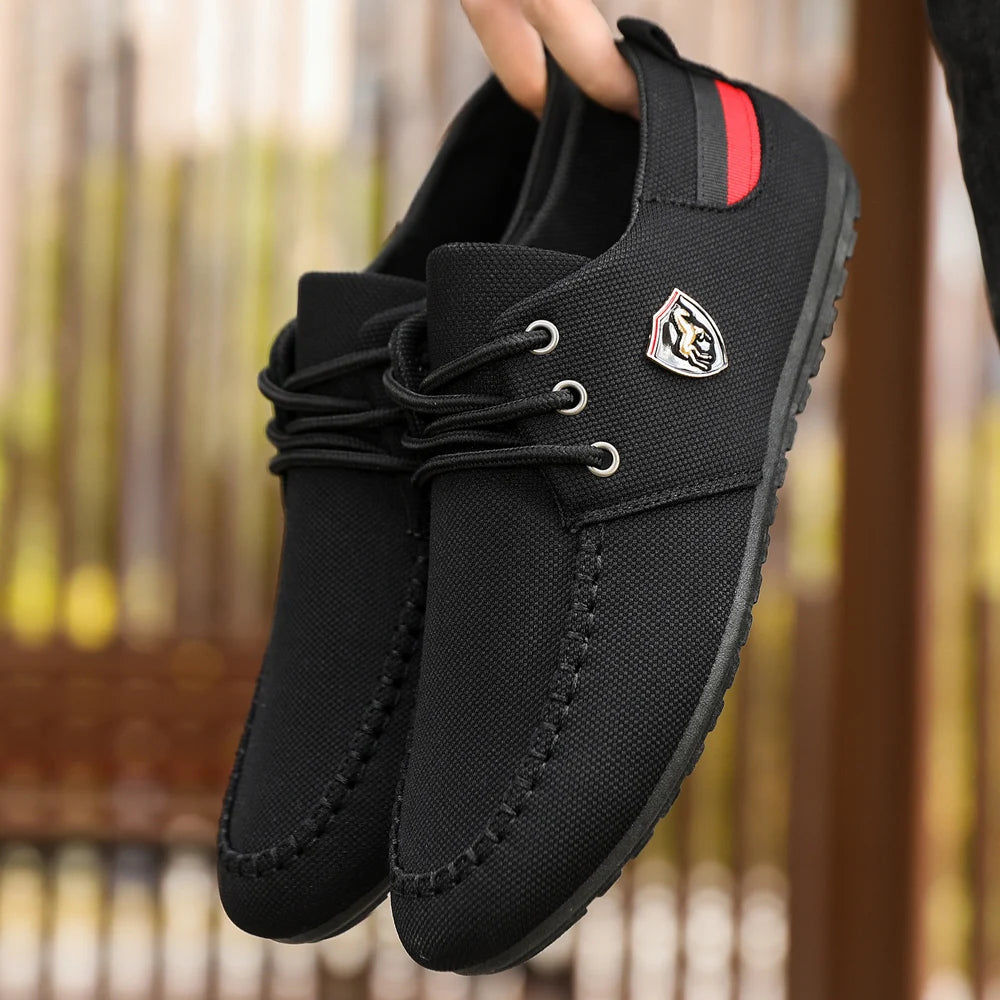 Men's Breathable Fabric Casual Loafers, Soft-Soled Comfortable Lace-Up Low-Top Men's Shoes, Versatile for Daily Commuting and Light Business Wear, Lightweight, Wear-Resistant, Non-Stuffy, Comfortable for Long Wear, Suitable f