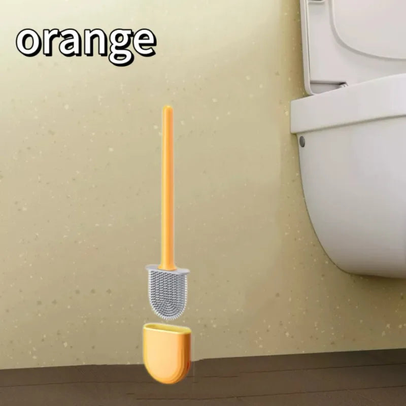 Hanging Silicone Toilet Brush Cleaner with Long Handle Flexible Cleaner Bathroom Brush Quick Drying Holder Bathroom Accessories