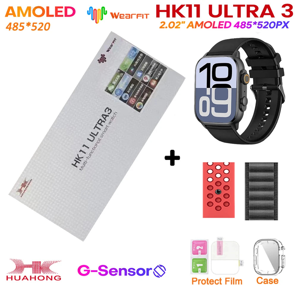 Upgrade Hk11 Ultra 3 Gen2 SmartWatch 4GB ROM AI ROBOT AMOLED Network 49mm G-Sensor ChatGPT NFC Compass GPS 3D Menu Music Watch