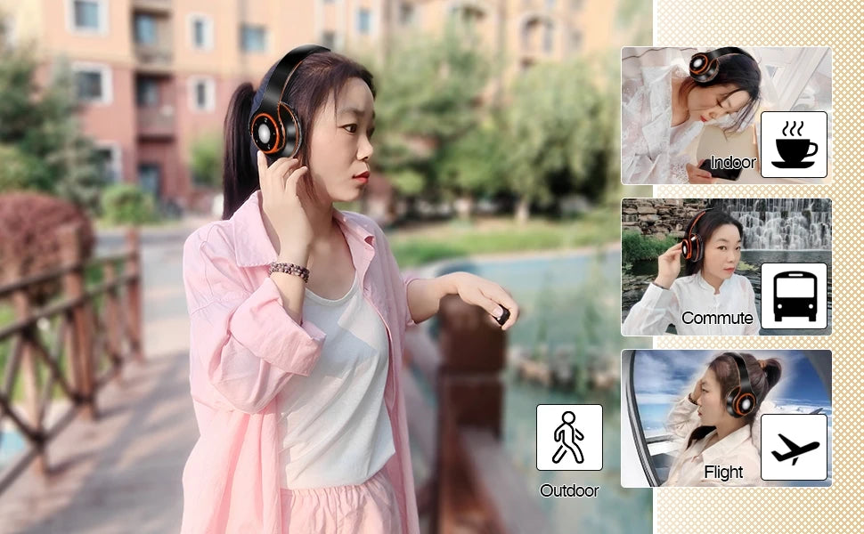 Best Colorful Earphones Wireless Bluetooth 5.3 Headsets Built-in Mp3 Player Foldable Sport Headphones Stereo Sound For Cellphone