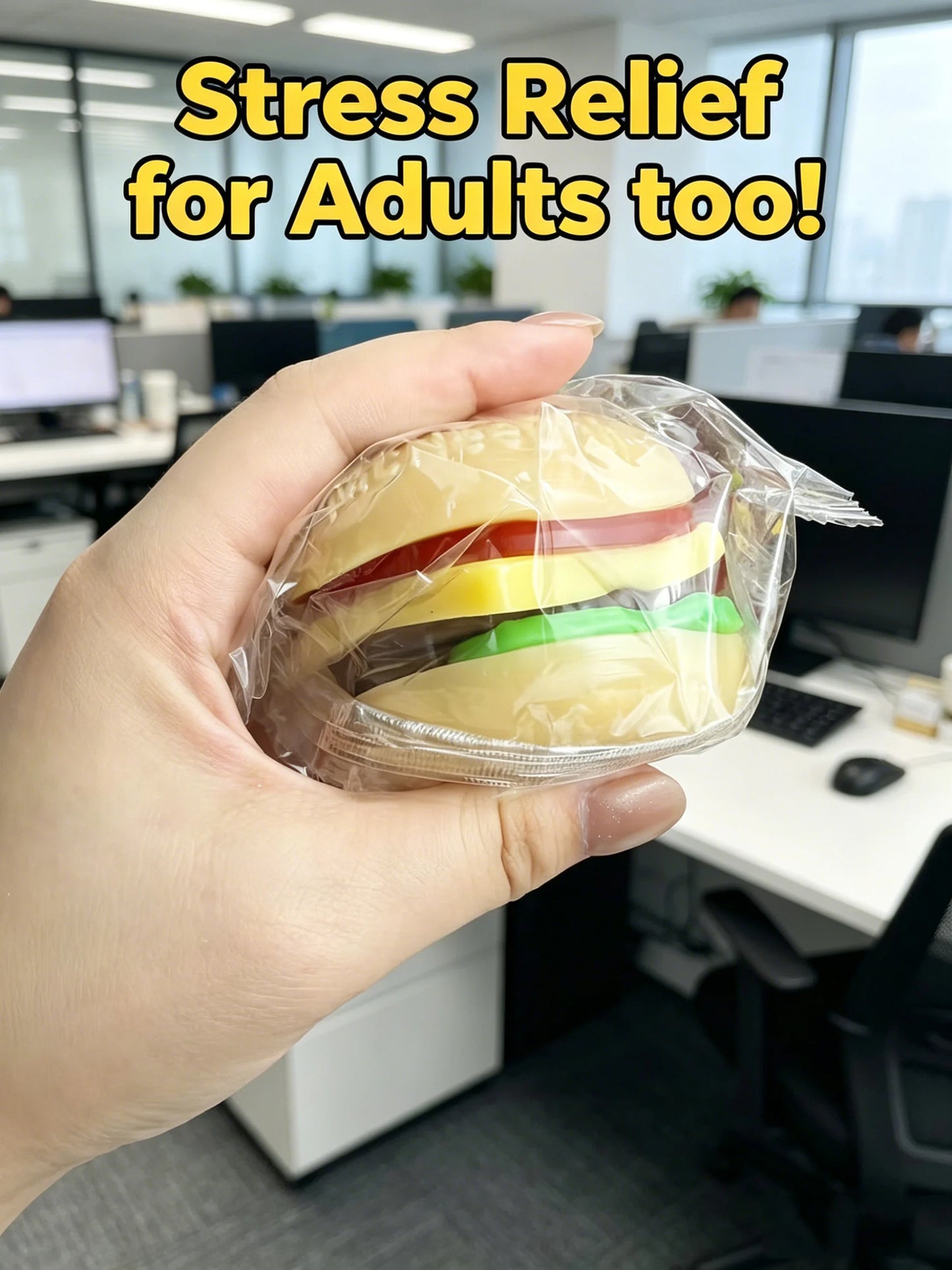 New Schylling NeeDoh Burger Cube Squishy Fidget Toy, Calms Mood & Provides Sensory Relief, Eases Anxiety, Non-toxic & Safe