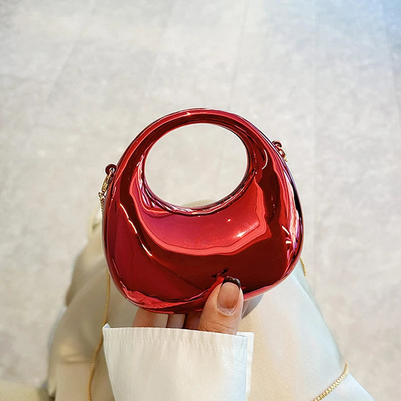 Z. Women's Chain Crossbody Bag Small Purse Acrylic Metallic Luster Half Moon Party Banquet Women's Bag Luxury Handbag