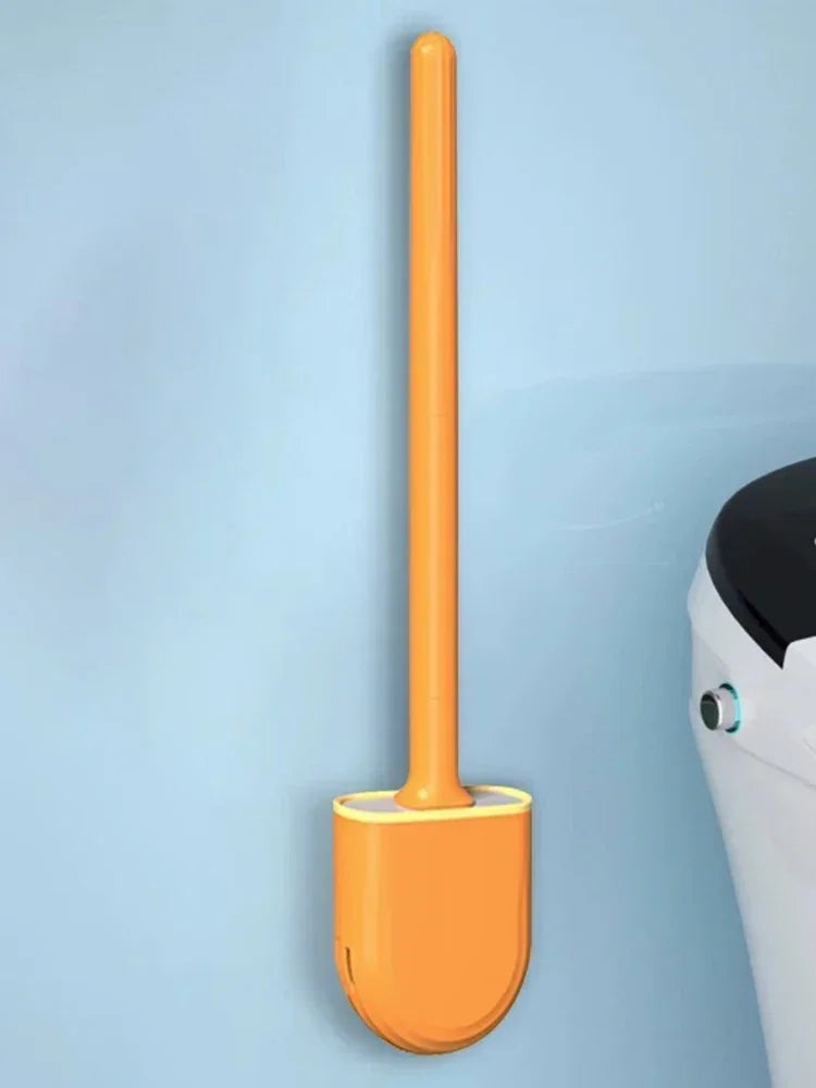 Hanging Silicone Toilet Brush Cleaner with Long Handle Flexible Cleaner Bathroom Brush Quick Drying Holder Bathroom Accessories