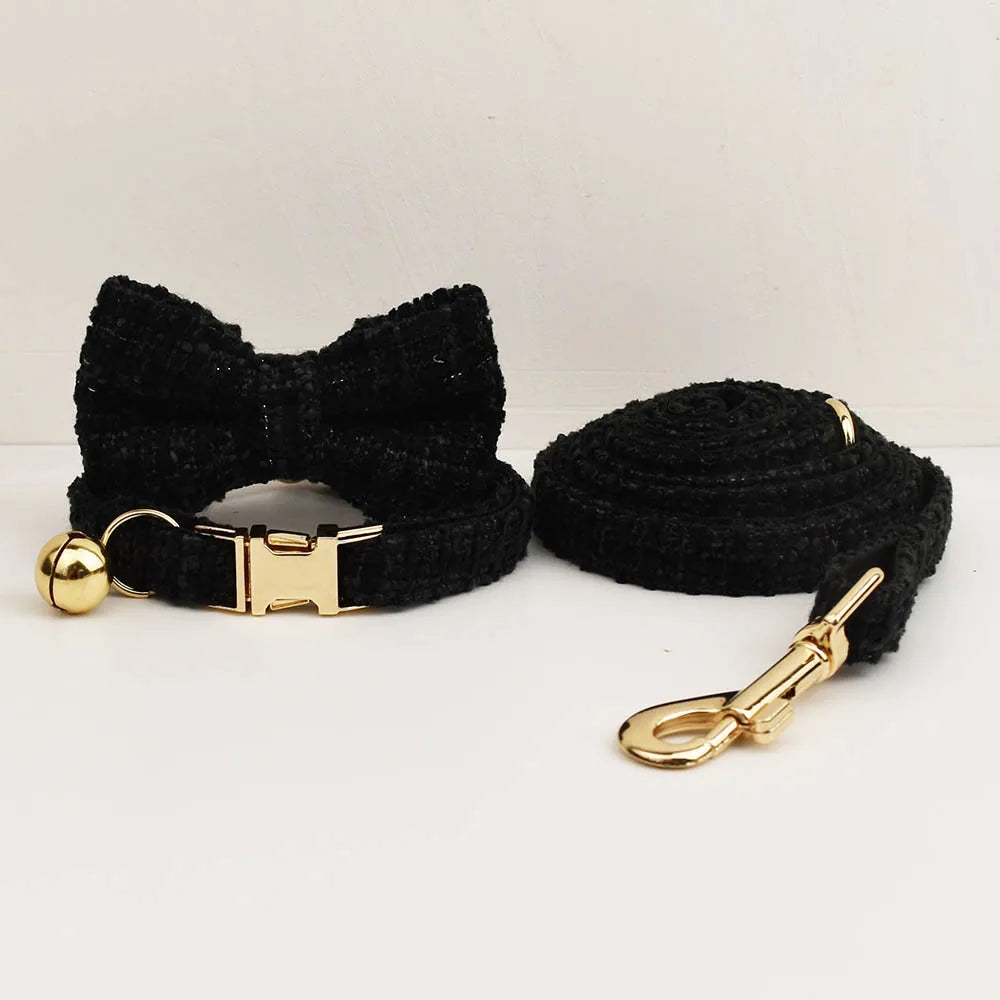 Personalized Metal Hardware Cat Collar And Leash Set with Bell Engraving ID Tag for Kittens Pet Accessories