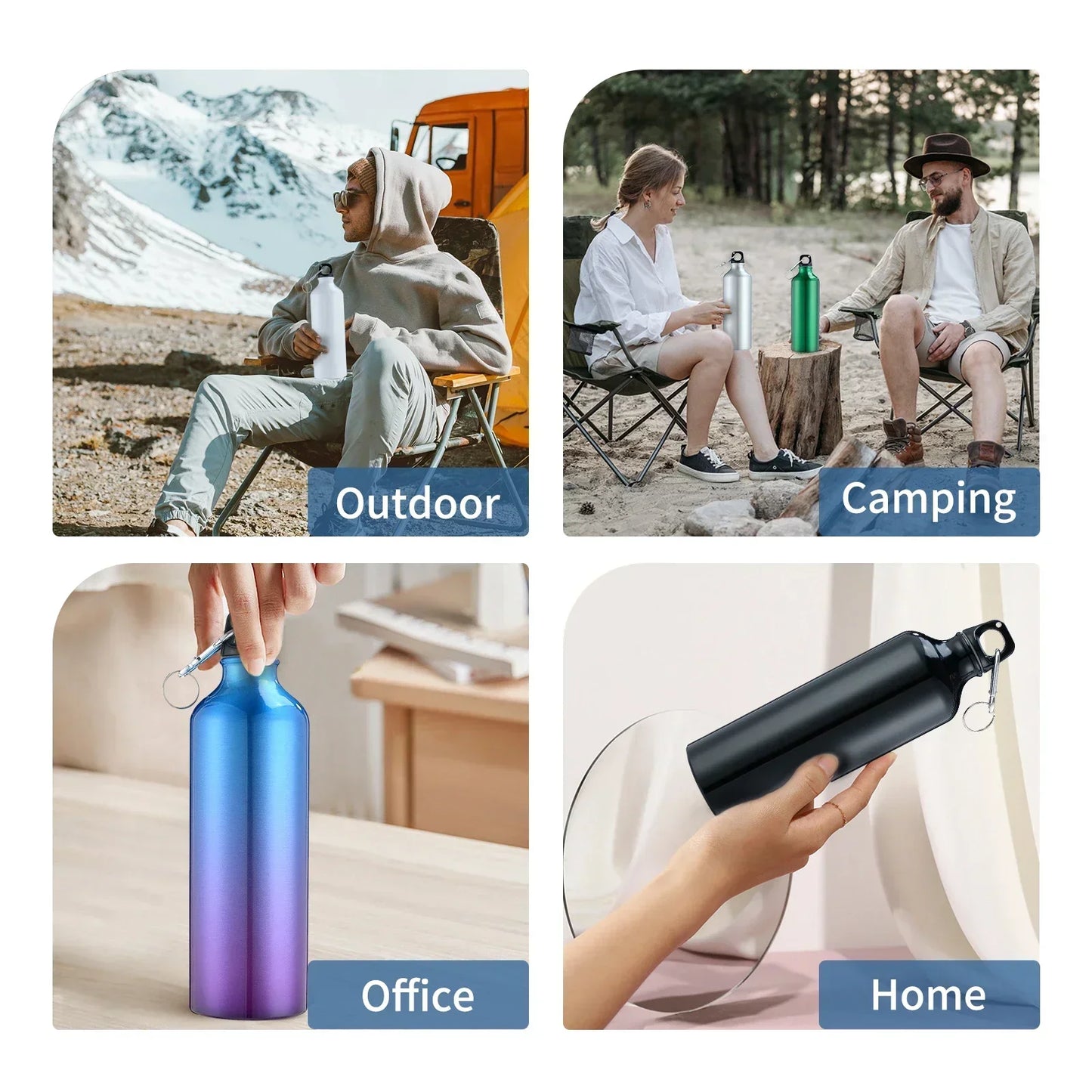 500/750mL Aluminum Outdoor Bike Sports Water Bottle Drinking Kettle Drinking Cup Leakproof Water Jug for Travel Running Camping