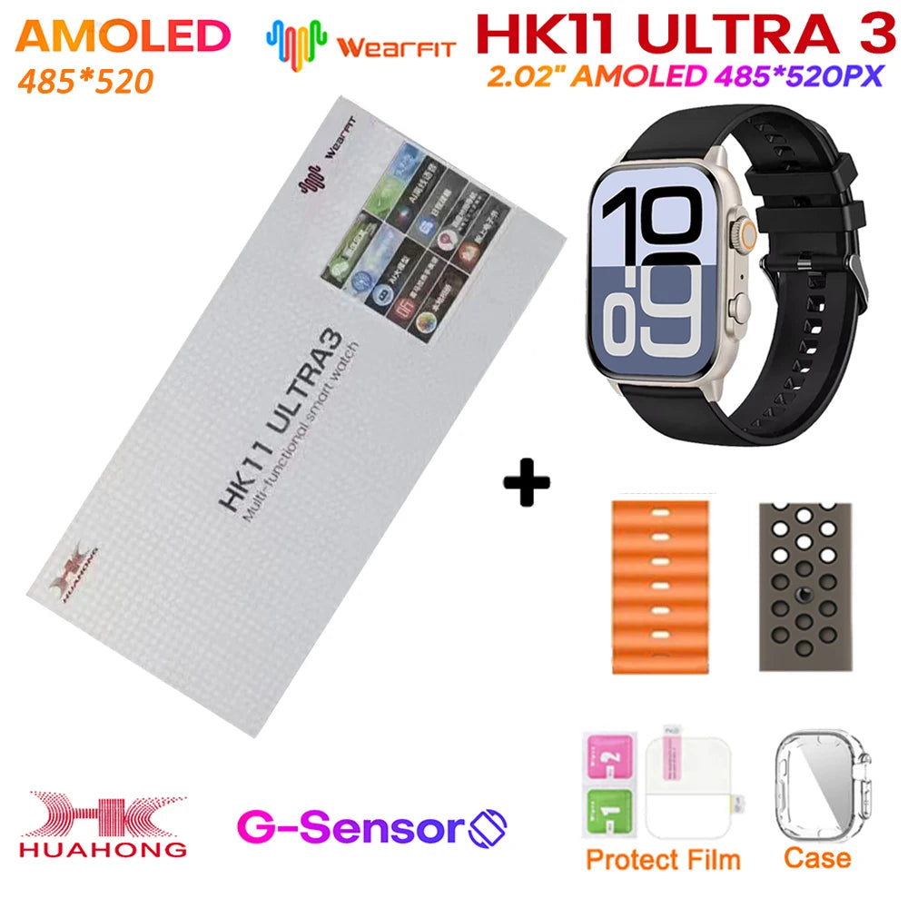 Upgrade Hk11 Ultra 3 Gen2 SmartWatch 4GB ROM AI ROBOT AMOLED Network 49mm G-Sensor ChatGPT NFC Compass GPS 3D Menu Music Watch