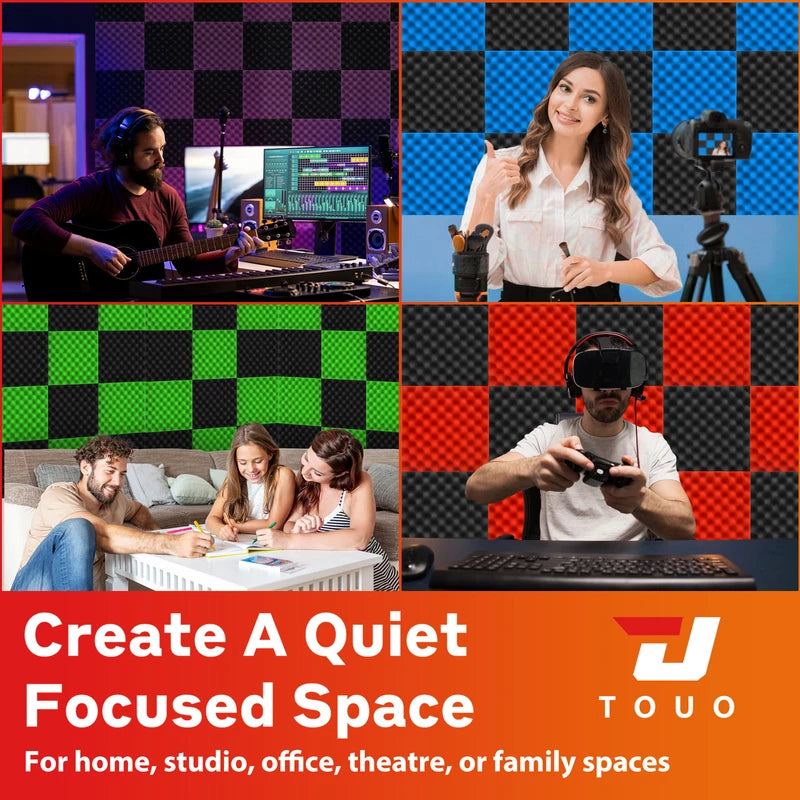 TOUO Acoustic Foam 6/12/24/48Pc Acoustic Sponge Sound Insulation Sound-absorbing Soundproof Foam Panels Ceiling Acoustic Esponja
