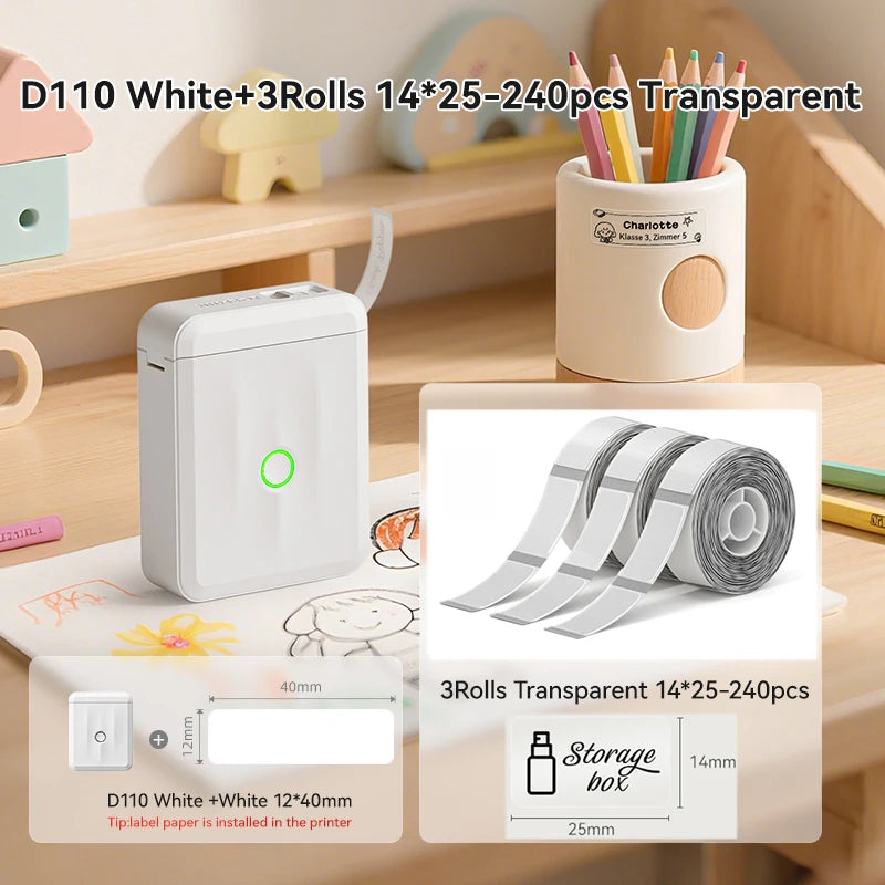 NIIMBOT D110 Upgraded Version Thermal Label Printer Mini Portable Smart Label Maker With Tape for Office Home Kitchen School