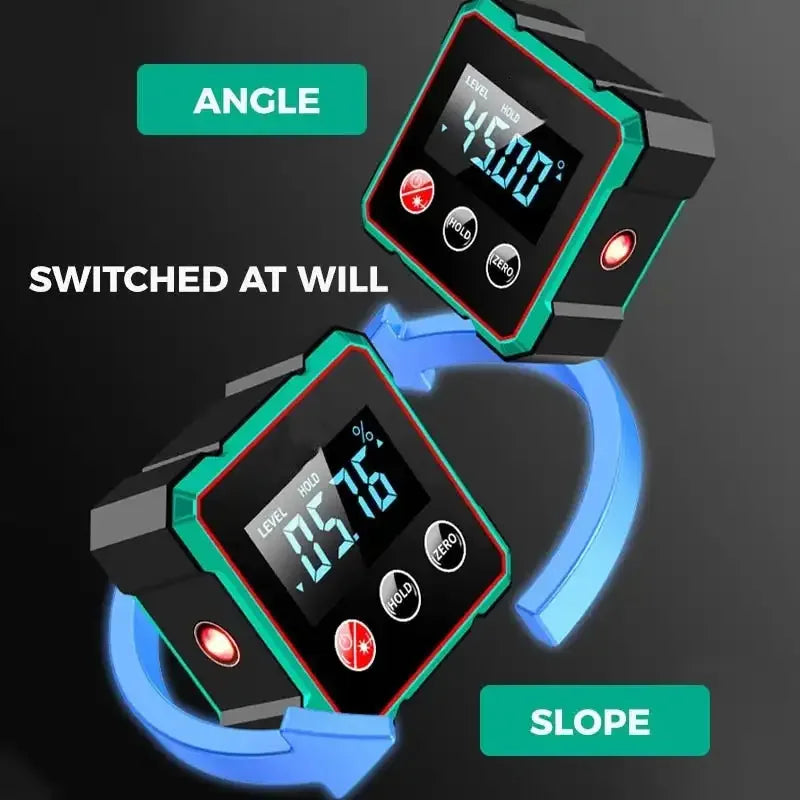 360° LCD Electronic Protractor Mini Inclinometer Measuring Tool Magnetic Digital Angle Finder with Electronic Laser Gauge Ruler