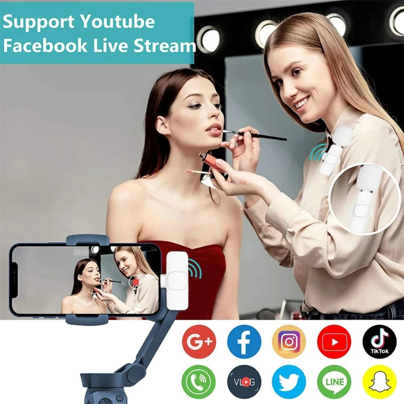 Lenovo Pink Wireless Lavalier Microphone for iPhone Android PC Live Gaming Phone Portable Audio Video Recording Vlog Microphone