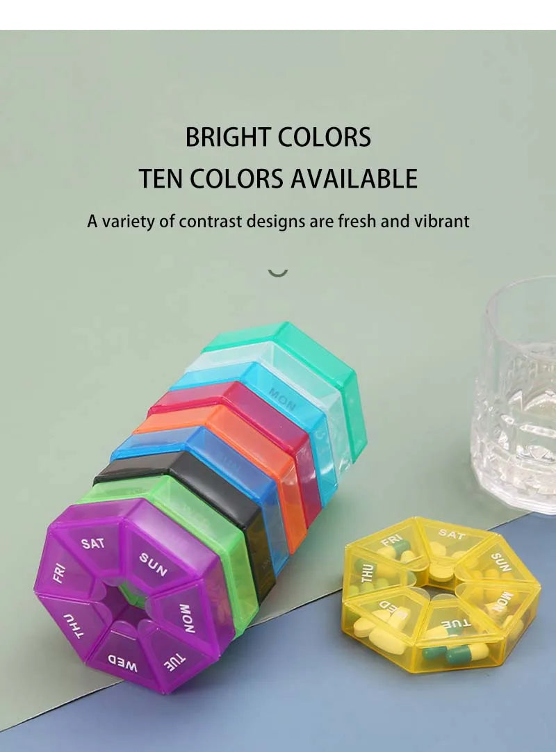 1Pcs Pill Case Plastic 7 Days Tablet Candy Box Portable Storage Tablet Holder Travel Organizer Pill Dispenser Container