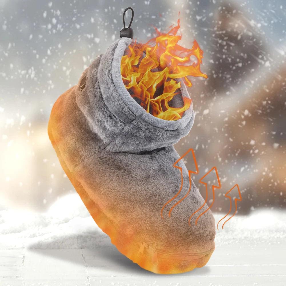 USB Heater Shoes Men Women Winter Warm Snow Boots Foot Warmer Plush Heating Rechargeable Slippers Electric Heated Shoes Feetwear