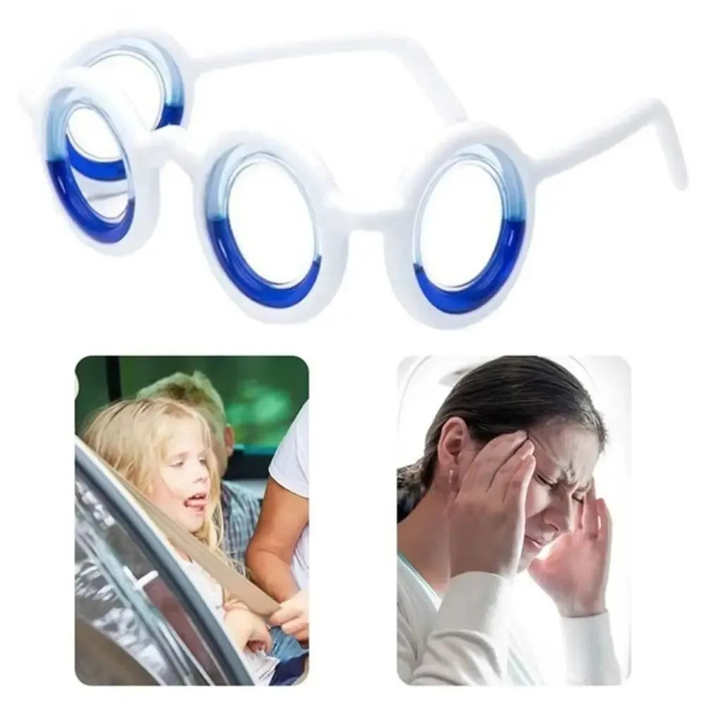 Anti Vertigo Glasses Motion Sickness Glasses,Relieve Carsickness Seasickness Glasses,No Lens Liquid Glasses for Adults or Kids