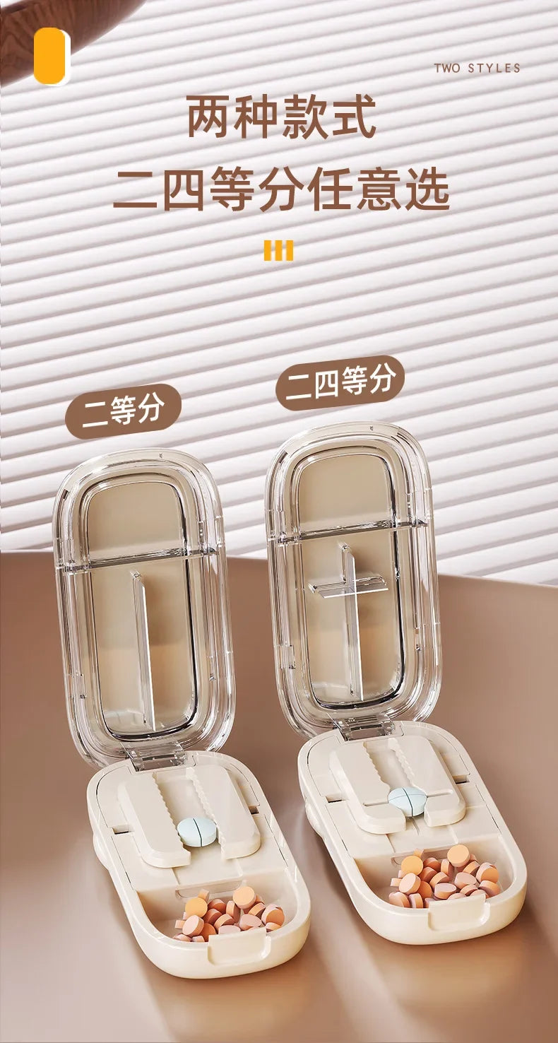 New Quartering Pill Cutter Storage Box Portable Drug Tablet Medicine Dustproof Divider Organizer Crusher Pill Cutter