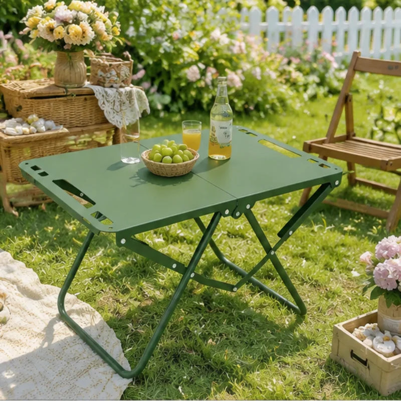 Portable Foldable Beach & Camping Table, Hollow Edge Picnic Table, Lightweight Hangable Outdoor Table for Travel
