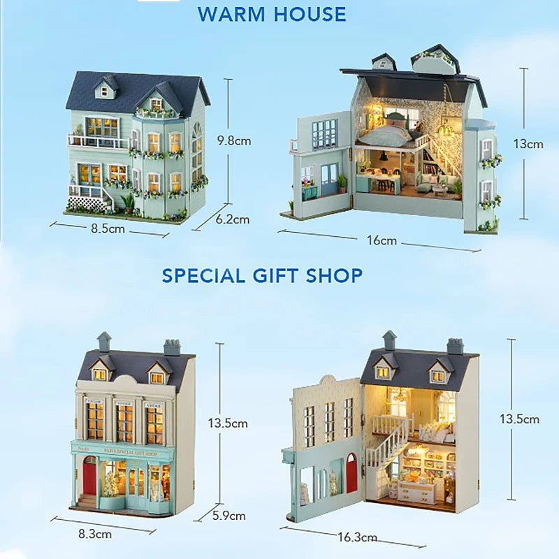 DIY Wooden Doll Houses Mini Assembly Handmade Small House Creative Scene Decoration DollHouse For Toys Birthday Gifts
