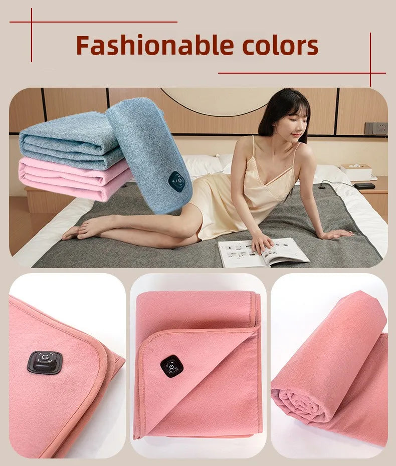 6 Area 10W DC Heated Mat Plush Electric Blanket Single Mattress USB Type-C Interface Portable Washable Office Bedroom Outdoor