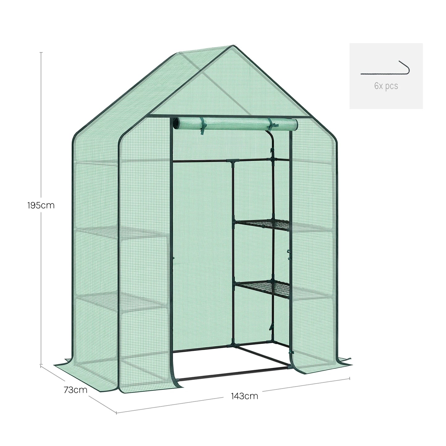 WOLTU Garden Greenhouse Wintering Tent with 3 Shelves Reinforced PE Cover Windproof for Vegetables Flowers Plants