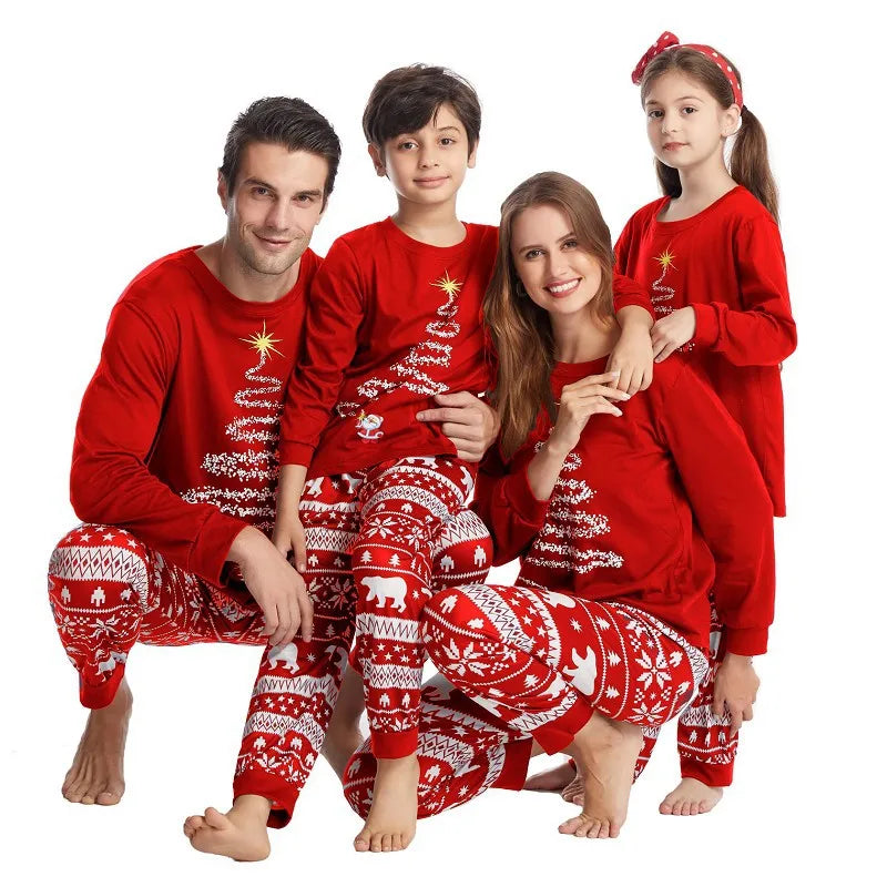 Christmas Look Pajamas Set Mom Dad Kids Dog Matching Pyjamas Cute Elf Print Sleepwear Soft Loose 2 Pieces Suit Xmas Wear Pijamas