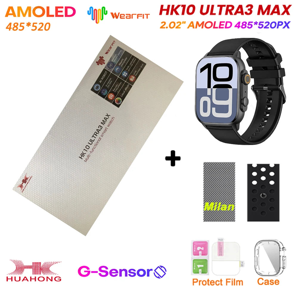 Original HK10 Ultra 3 MAX SmartWatch 2025 For Man Women 49mm HD AMOLED 4GB ROM AI ROBOT NFC GPS Smart Band Watch For IOS Android