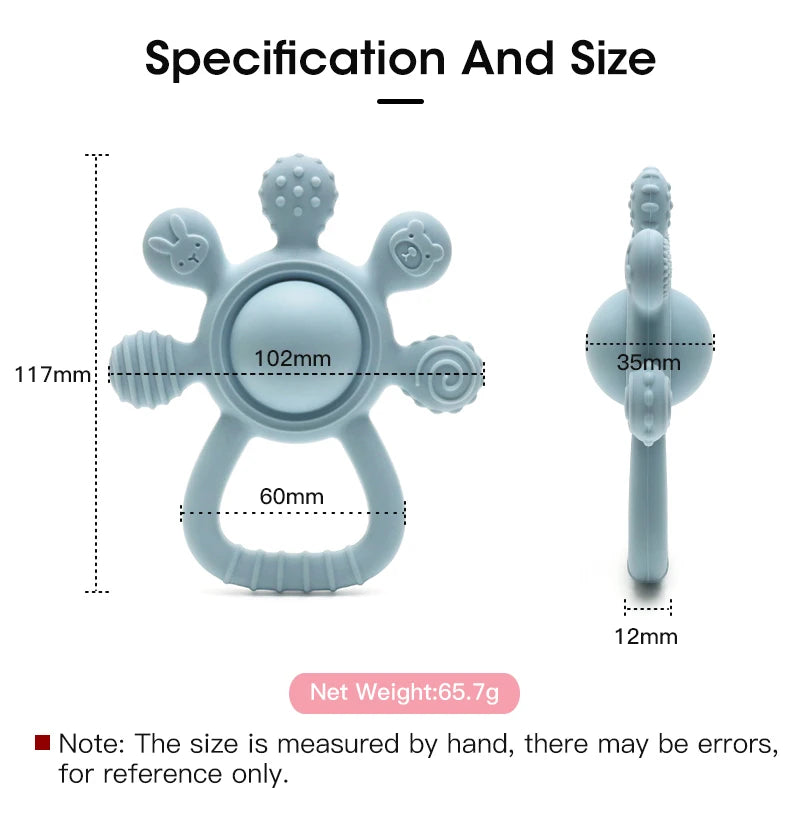 New Teething Silicone Palm Rattle Teether Bunny - Safe Baby Chew Toys for Soothing Sore Gums